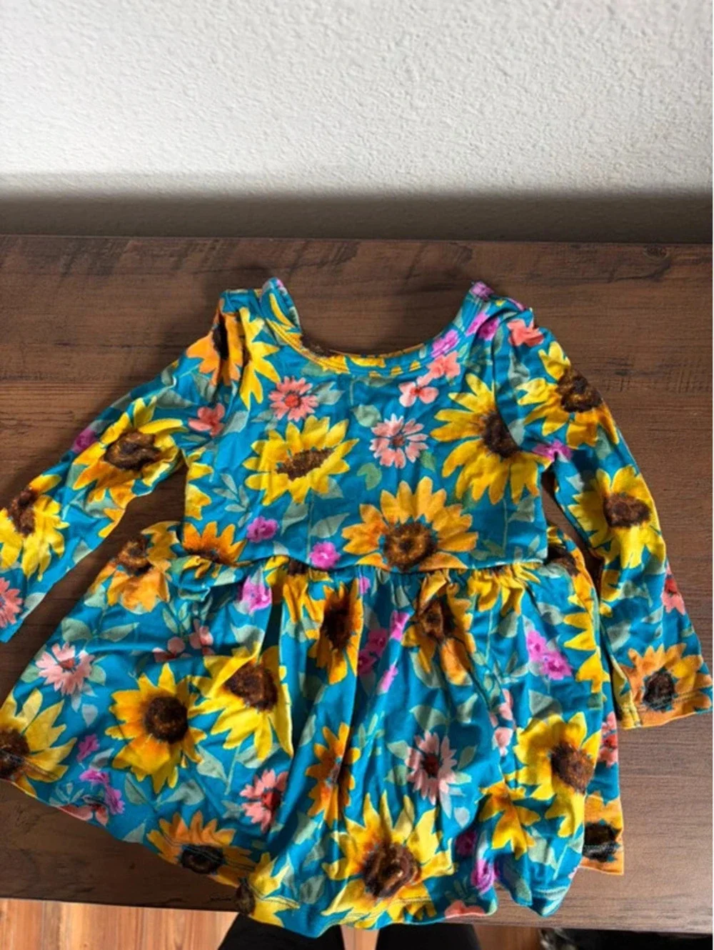 Little Sleepies Play Bamboo Twirl Dress Blue Floral size 6-12M